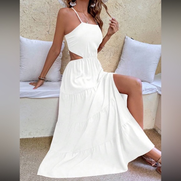 Boho crisscross tie open back cutout maxi dress - Picture 5 of 7